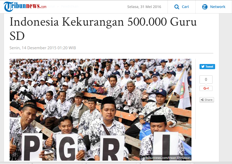 Indonesia kekurangan guru SD
